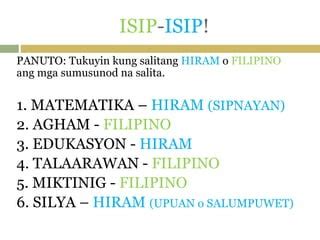 Tamang Baybay ng mga Salitang Hiram sa Filipino .